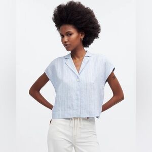 Madewell Boxy Cap-Sleeve Shirt in 100% Linen